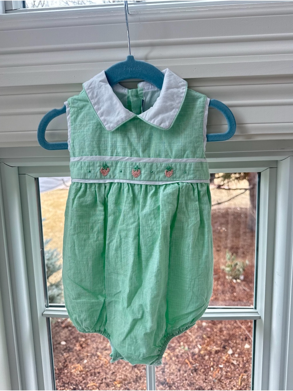 Classic Mint Smocked One-Piece with White Collar